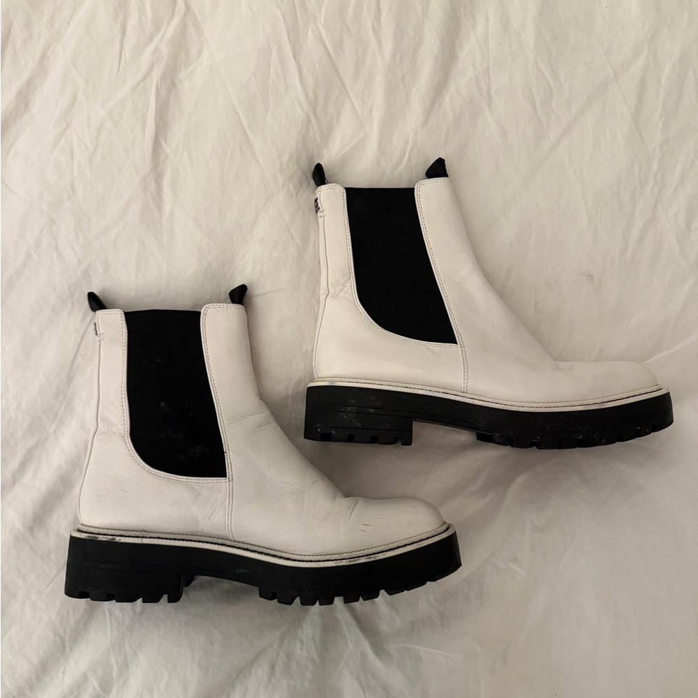 Sam Edelman White and Black Ankle Boots